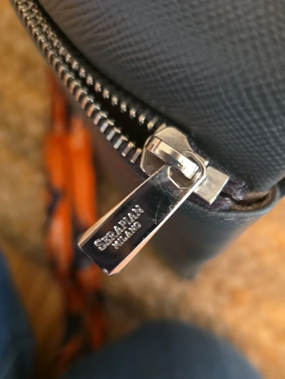 Serapian Gray Leather Messenger Bag